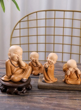 少林寺小和尚创意家居摆件树脂工艺品桌面客厅软装装饰品节日礼品