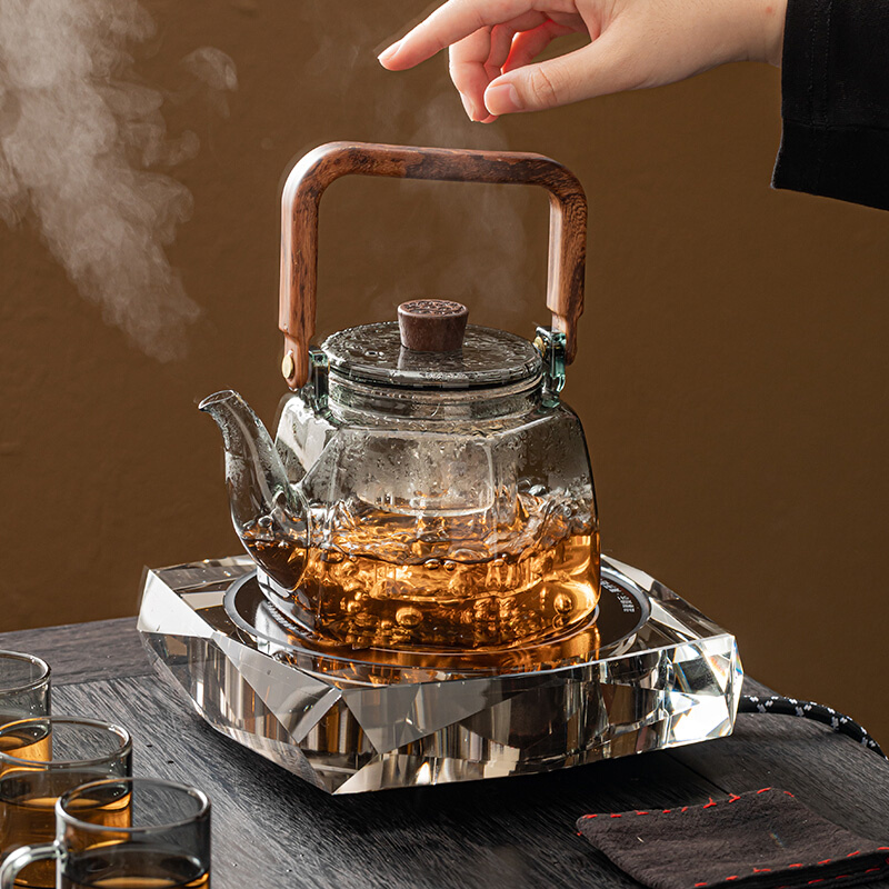 电陶炉煮茶器耐热玻璃围炉茶壶水晶电热煮茶炉白茶烧水壶泡茶专用