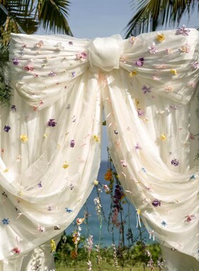 带花蝴蝶结纯手工j落地植物摆件婚礼派对田园风格装饰道具花艺布