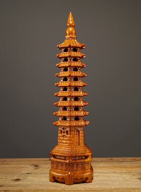 花梨木雕文昌塔摆件实木雕刻红A木工艺品家居客厅办公室博古架装