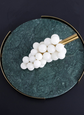 简约现代大理石托盘样板房客厅家具展厅茶几Y软装饰品摆件