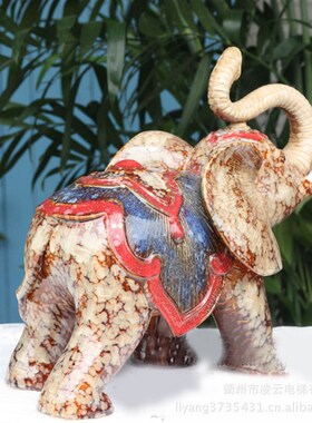 清仓!199g元高温窑变彩绘大象陶瓷装饰品家居饰品摆件工艺品