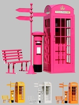 English-style Telephone Kiosk Swing Piece Outdoor Retro Iron Art Mall Tennis Red Phone Kiosk Beat Card Photo Bar Adornment