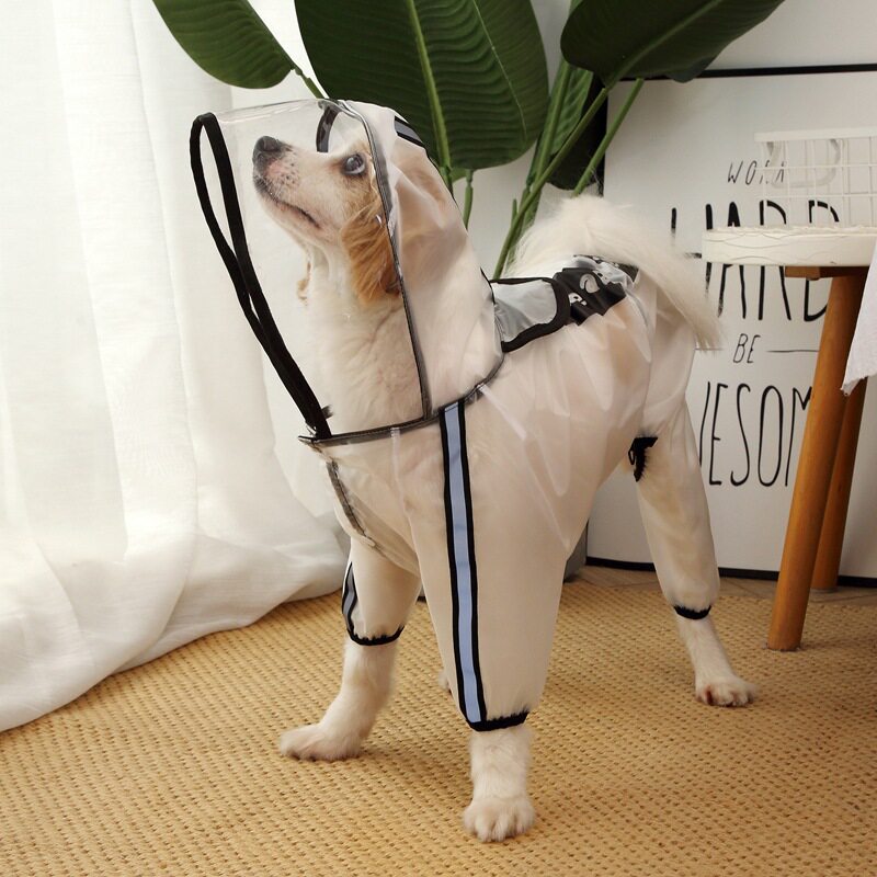 Dog four-legged waterproof all-inclusive transparent raincoat