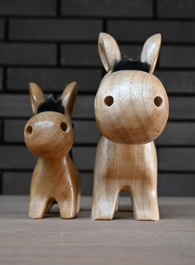 天然香味木头质感 好运s犟毛驴客厅桌面摆件装饰品可爱生日礼物男