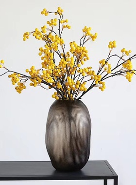 现代简约风中式客厅餐桌假花花瓶装饰摆件花艺插花家居玻璃花瓶