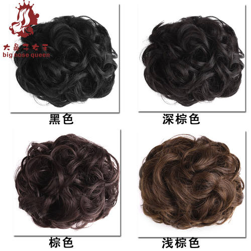 气质弹力亚光温丝拉花丸子头卷发发包假发发髻发圈饰品 - 图0