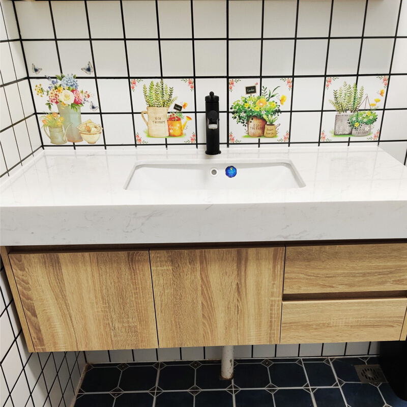 韩国防水瓷砖贴画厨房浴室卫生间遮丑墙贴遮瑕修补洞装饰创意贴纸 - 图1
