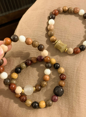 极速国风禅意木质串珠手錬女新中式盘玩多宝手串闺T蜜二人款手饰