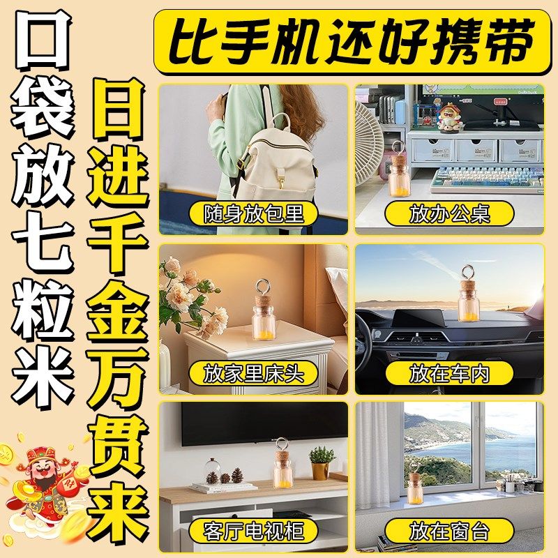 招财七粒米仓招财进宝生财米罐财神黄水晶聚财随身携带装摆件礼物,淘宝优惠券,粉丝福利购,淘宝优惠卷