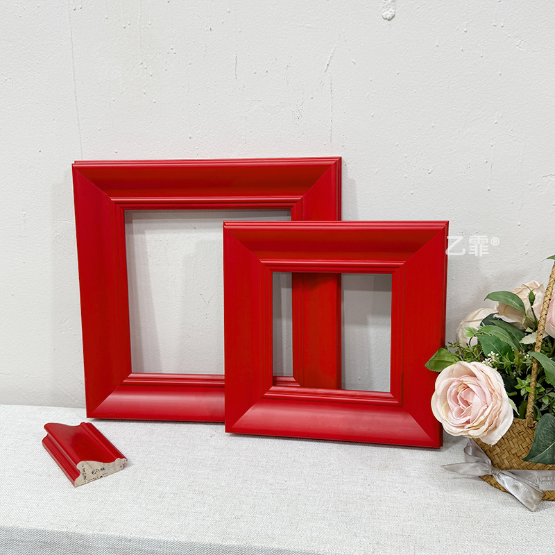 【多巴胺色系】美式法式欧式小众胭脂红色74mm实木油画框相框画框 - 图0