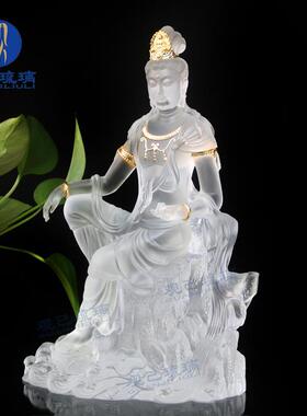 热销贴金琉璃自在l观音菩萨居家客厅佛堂寺庙摆放供奉观世音佛像