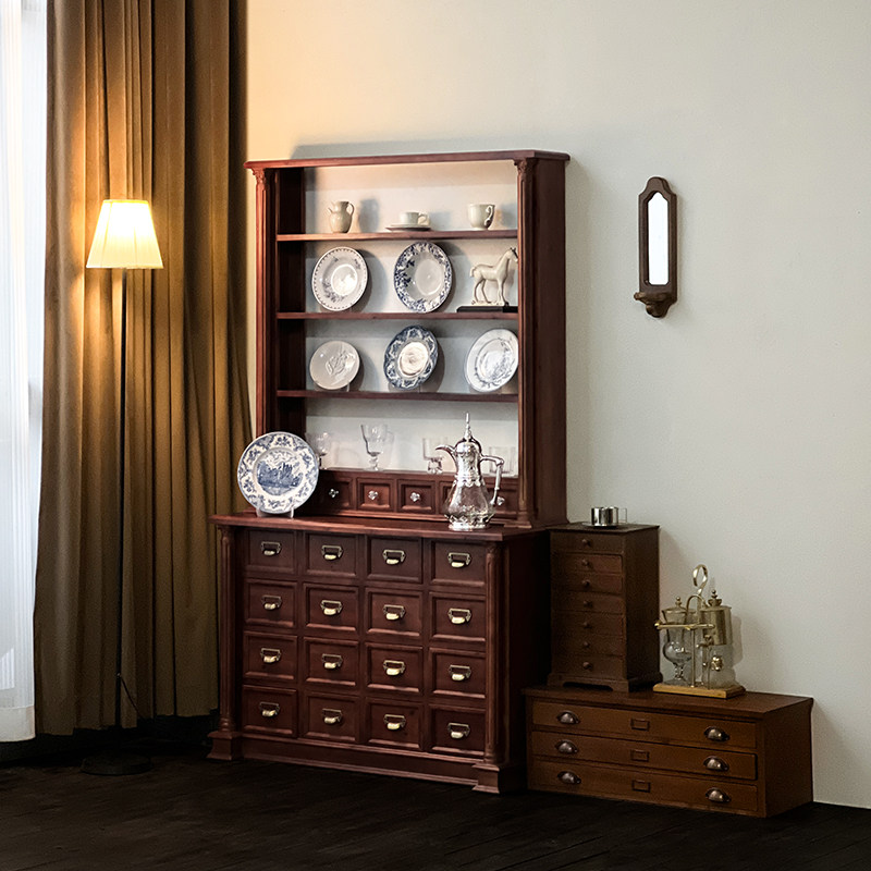 闻森家居复古g展示柜法式实木古董家具艺术品陈列柜碗碟中古餐边,淘宝优惠券,粉丝福利购,淘宝优惠卷