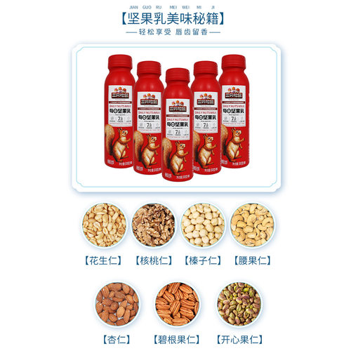三只松鼠每日坚果乳300g/瓶便携坚果仁均衡即食植物蛋白饮料包邮 - 图1