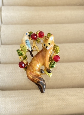 法国珐琅唤醒森林可爱小狐狸系列耳钉项链胸针手镯
