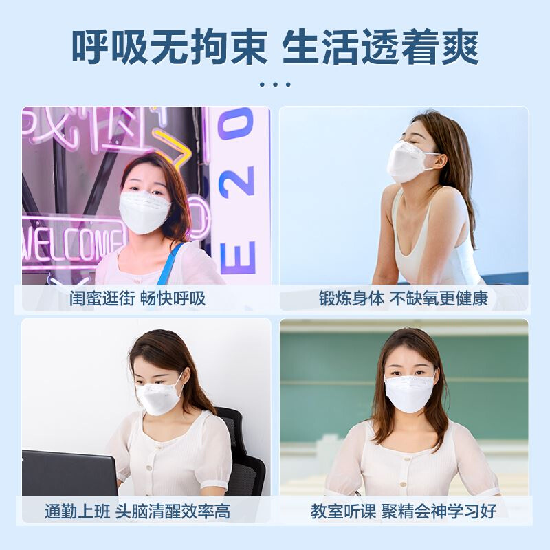 可孚新款成人儿童KN95口罩鱼嘴3d立体新型防护防尘高颜值女K n95 - 图3