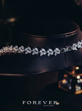 2021年新款重工奢华超闪锆石项链耳环女礼M服耳饰新娘婚礼宴会配