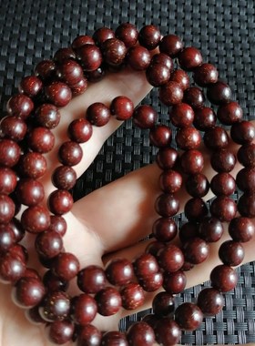 小叶紫檀108颗佛珠关公吊坠男女士项链木雕紫檀木关公挂件