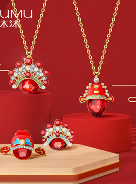 2021新款毛衣链长款百搭简约中国风民族秋冬项链女京剧脸谱刀马旦