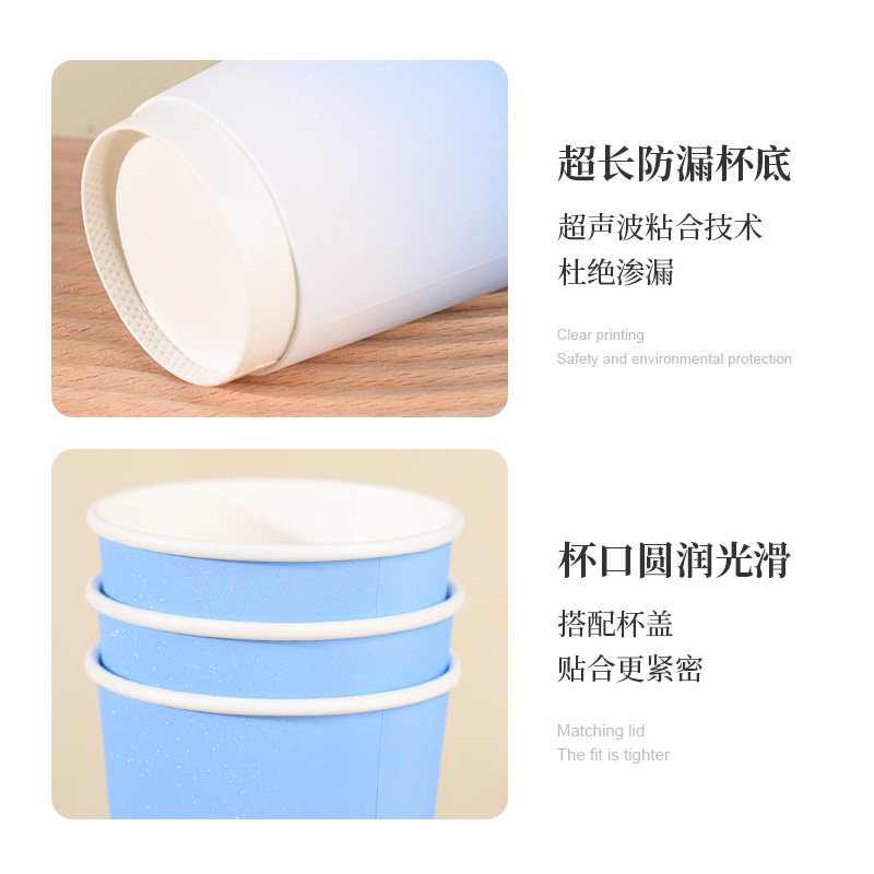 Disposable milk tea cup with lid for commercial use and customizable