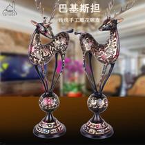New Pakistani bronze ware animal for deer handcraft black paint a pair of deer home decoration pendulum