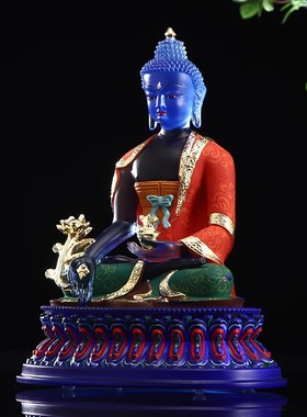 极速密宗药师佛摆件居家客厅佛堂家用药师琉璃光如来W佛像台湾古