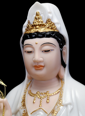 极速观音菩萨家用坐莲q观音佛像家用供奉汉白玉石雕南海观世音客