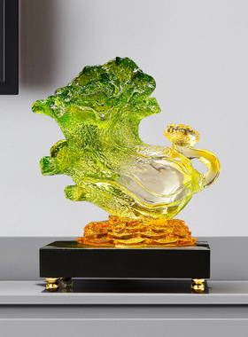 极速家居饰品招财百财白菜摆件客厅玄关酒柜办公T室琉璃装饰品开