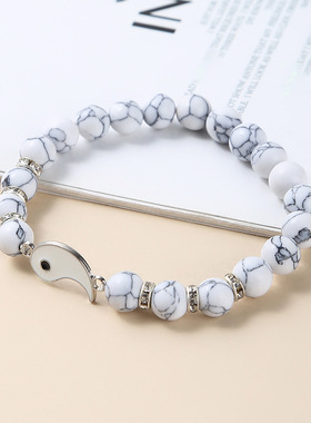 极速太极八卦手h錬阴阳龙磨砂石头古风手串百搭时尚中国风情侣七