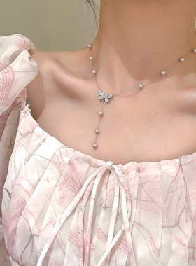 柔柔心动法式满天星蝴蝶项链