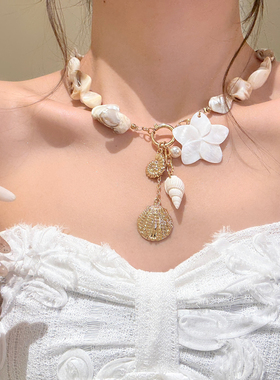 巴厘岛度假风贝壳花朵项链