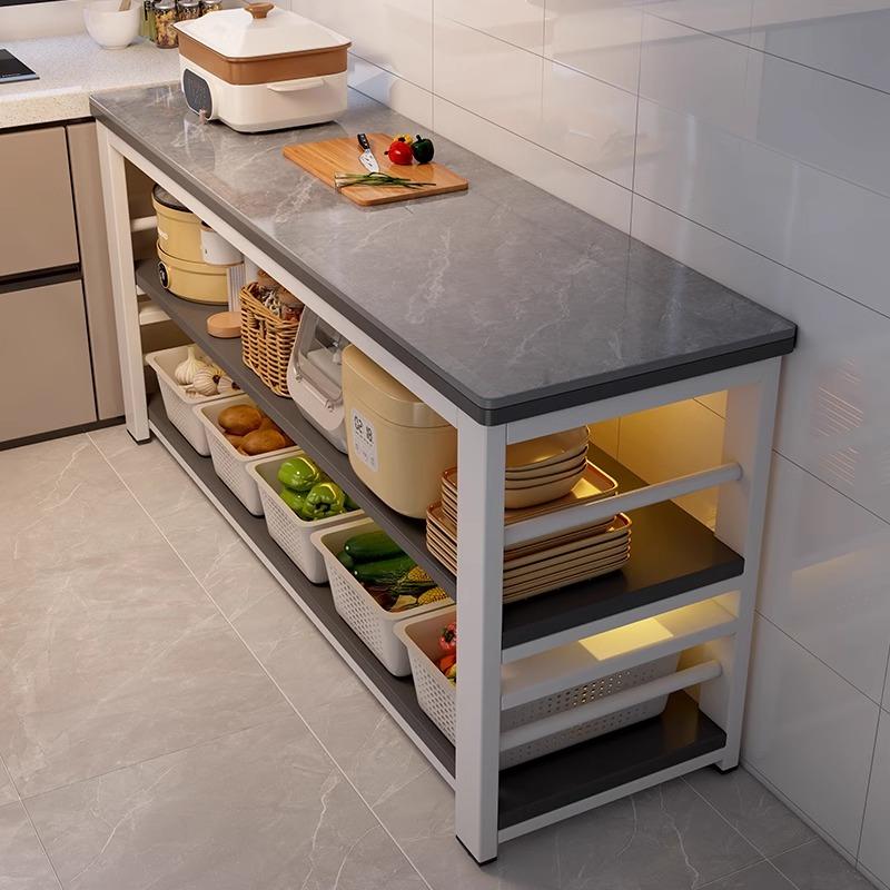 岩板厨房置物架落地多层收纳窄架切菜桌子备餐工作台多功能餐边柜