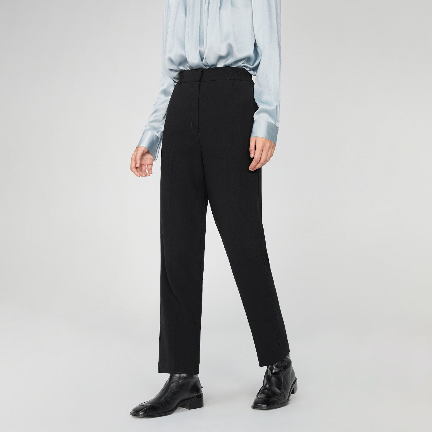 OVVOutlet秋冬新款女装日本进口三醋酸侧后腰松紧休闲通勤长裤