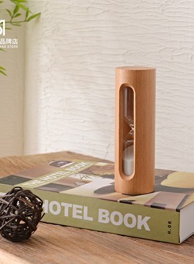 法式中古风沙漏计时器客厅桌面装饰摆件办公室实木复古.风创意礼