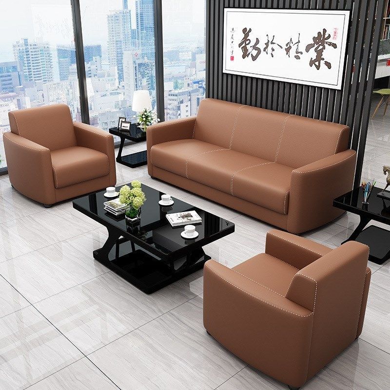 办公室沙发接待现代简约商务茶几组合套装洽谈会客办公沙发三人位 - 图2