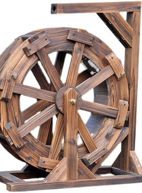 防腐木小水车流水户外旋转风水轮转轮摆件景观鱼缸造景水车可循环