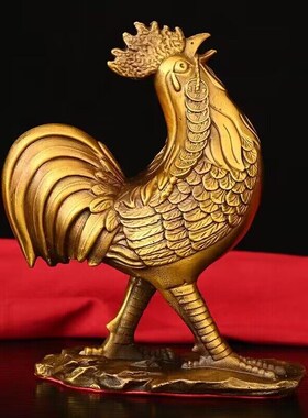 全铜公鸡摆件客厅玄关装饰办公室中式送礼工艺品金鸡报晓鸡摆设