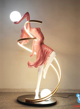 意式立雕塑抽象落地灯样板间酒店楼梯装饰舞蹈女神艺术个性大摆件