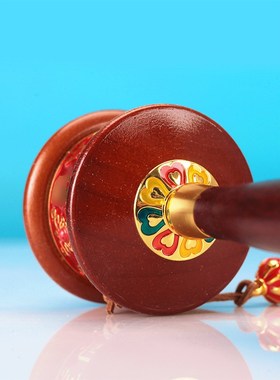 藏式合金转金轮手摇转金筒六家用电镀金红色手摇双字轴承随身摆件