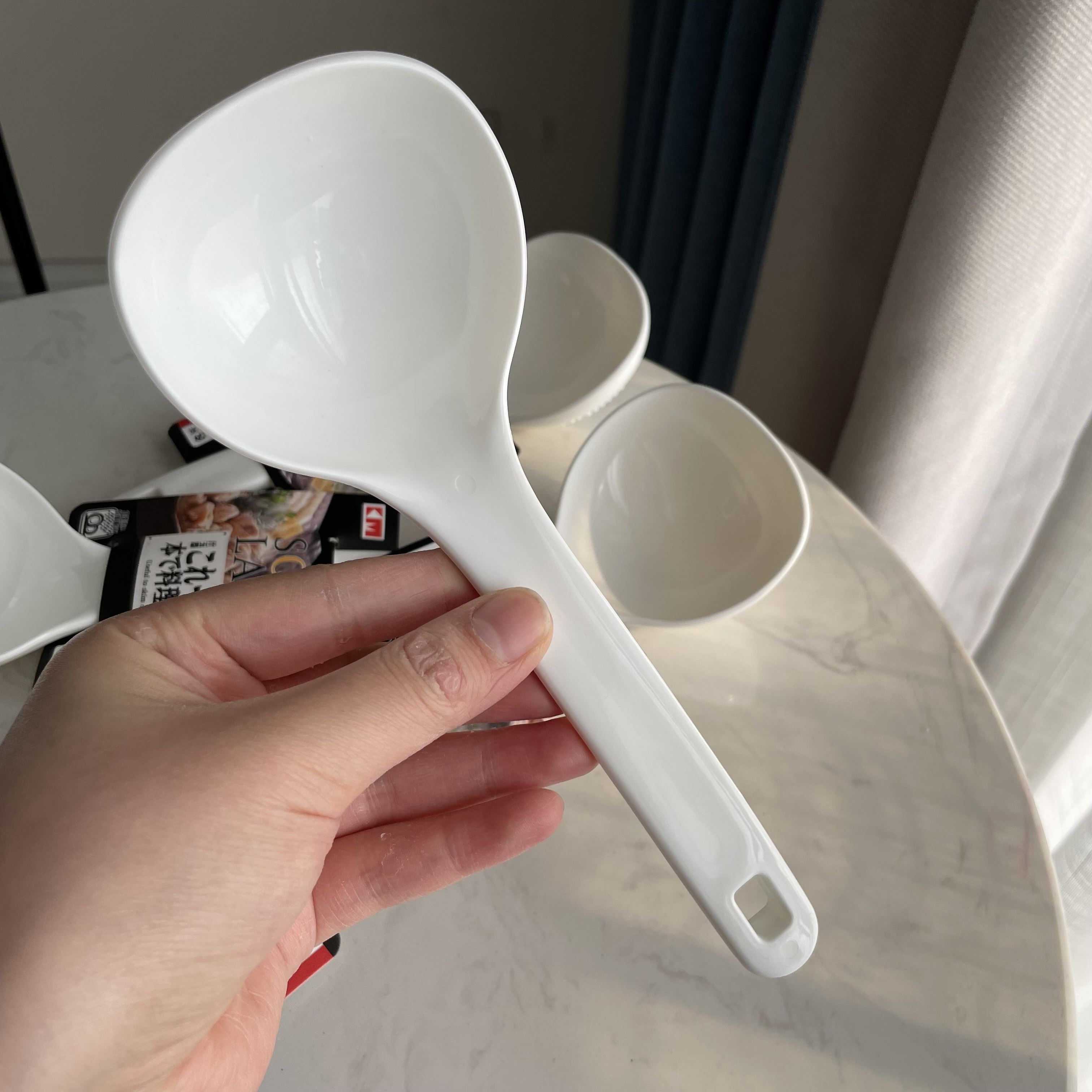 日本食品级粥勺稀饭勺 不粘锅专用勺 食品塑料盛粥勺 蛋饺勺 汤勺 - 图2
