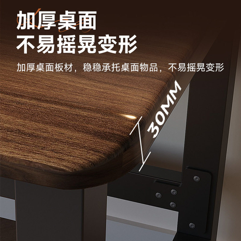 实木电脑桌台式家用电竞桌卧室办公桌学生学习写字上课书桌子原木 - 图0