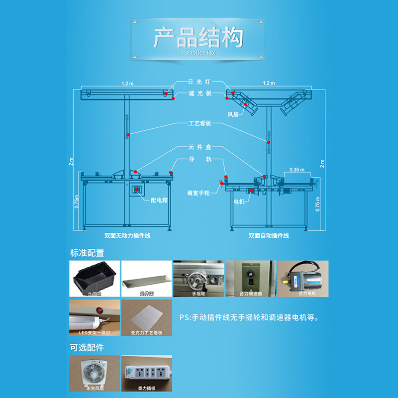 正邦 手推式线路板插件线 电子插件流水线插件桌 PCB板插件线导轨