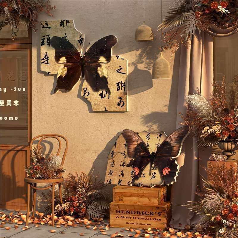 书法氛围布置教室环创国古风背场景网红打卡墙面装饰蝴蝶贴画展示,淘宝优惠券,粉丝福利购,淘宝优惠卷