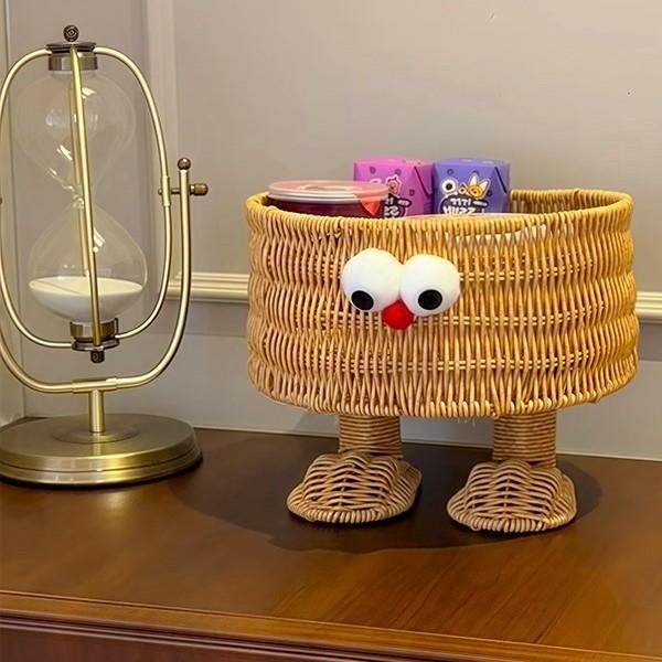 可爱藤编收纳筐桌面收纳盒杂物整理盒高级感客厅茶编织几篮子高档,淘宝优惠券,粉丝福利购,淘宝优惠卷