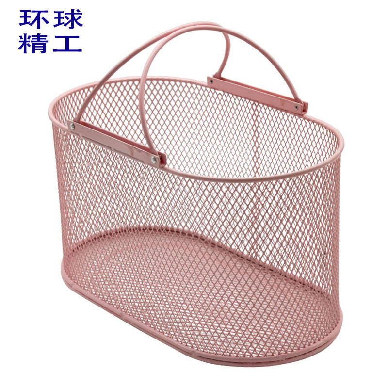 椭圆形铁艺手提收纳篮桌面杂物收纳筐浴室蓝洗浴篮子提篮购物篮,淘宝优惠券,粉丝福利购,淘宝优惠卷