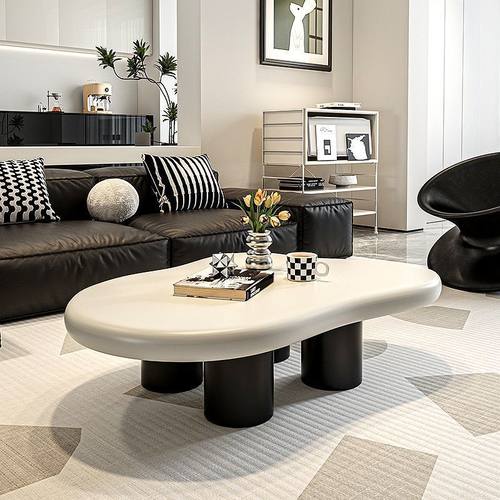 云朵茶几新款奶油风北欧家用客厅简约现代小户型不规则简约茶桌 - 图1