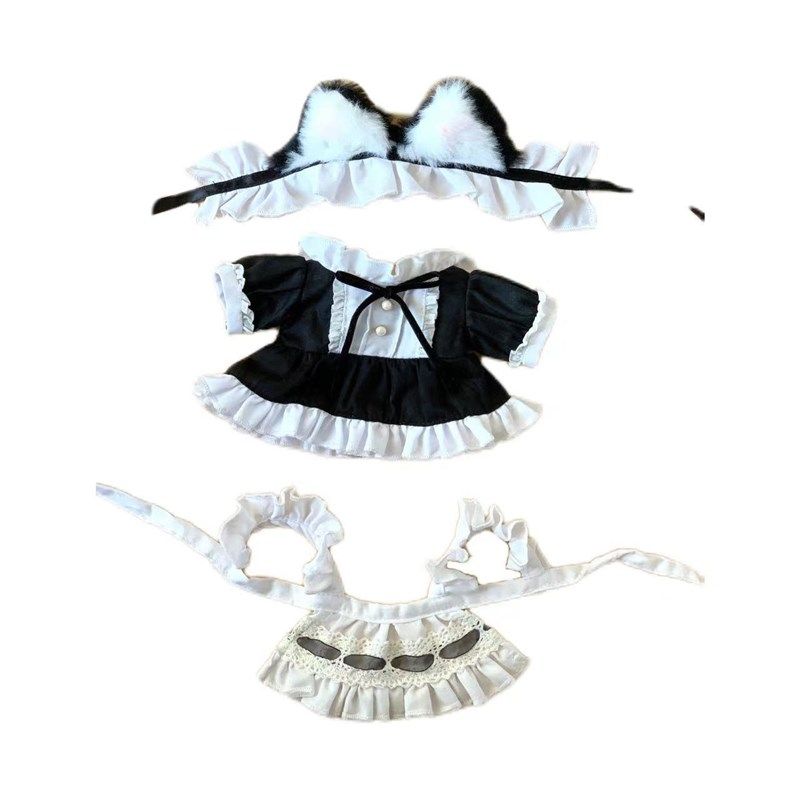 娃衣10cm/20cmo棉花娃娃黑白色猫耳女仆套装玩偶可爱公仔换装衣服,淘宝优惠券,粉丝福利购,淘宝优惠卷
