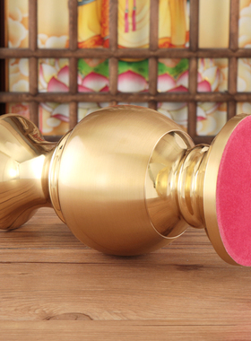 铜花瓶 供佛专用花屏 观音插花中式素I面拉丝光身大肚纯铜摆件一