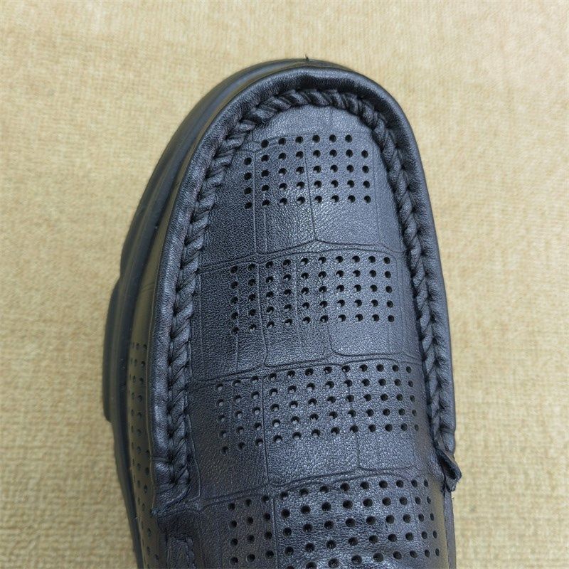 夏季男凉鞋厚底真皮商p务休闲皮鞋镂空洞洞鞋透气套脚款肥型软底,淘宝优惠券,粉丝福利购,淘宝优惠卷