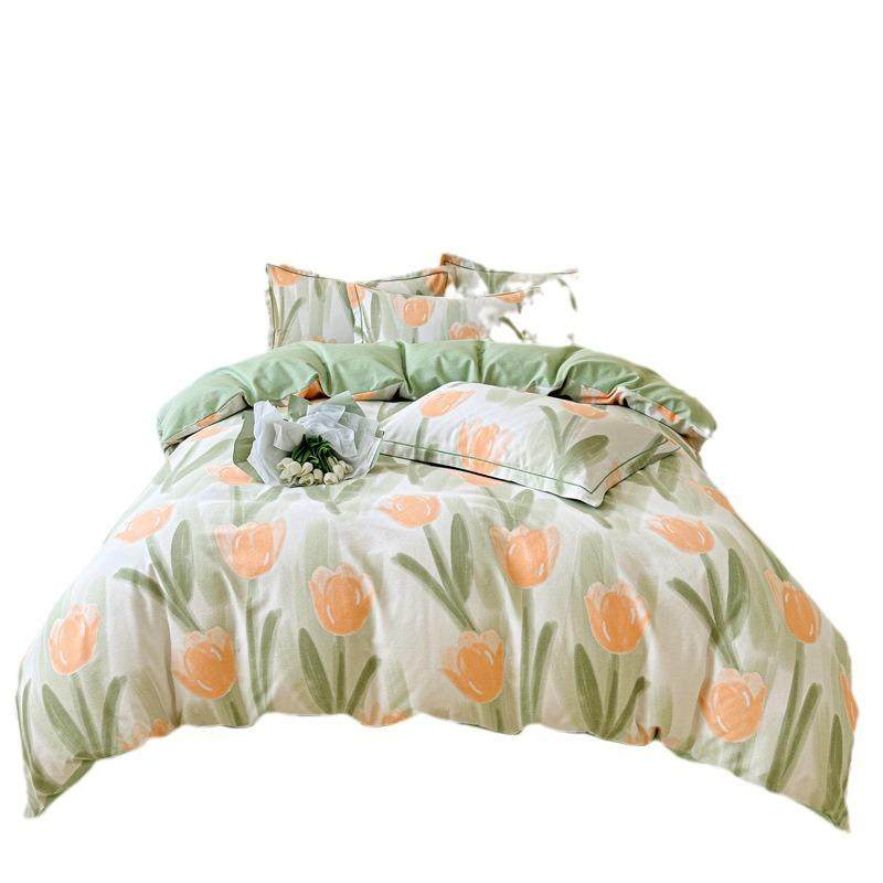 全棉印花四件套加厚磨毛网红小清新四季纯棉三件套加大被套床笠款,淘宝优惠券,粉丝福利购,淘宝优惠卷